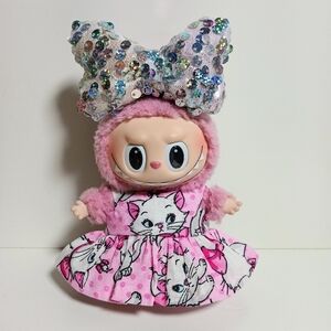 Labubu Disney Aristocats Marie Inspired Dress with Matching Sequin Bow Outfit